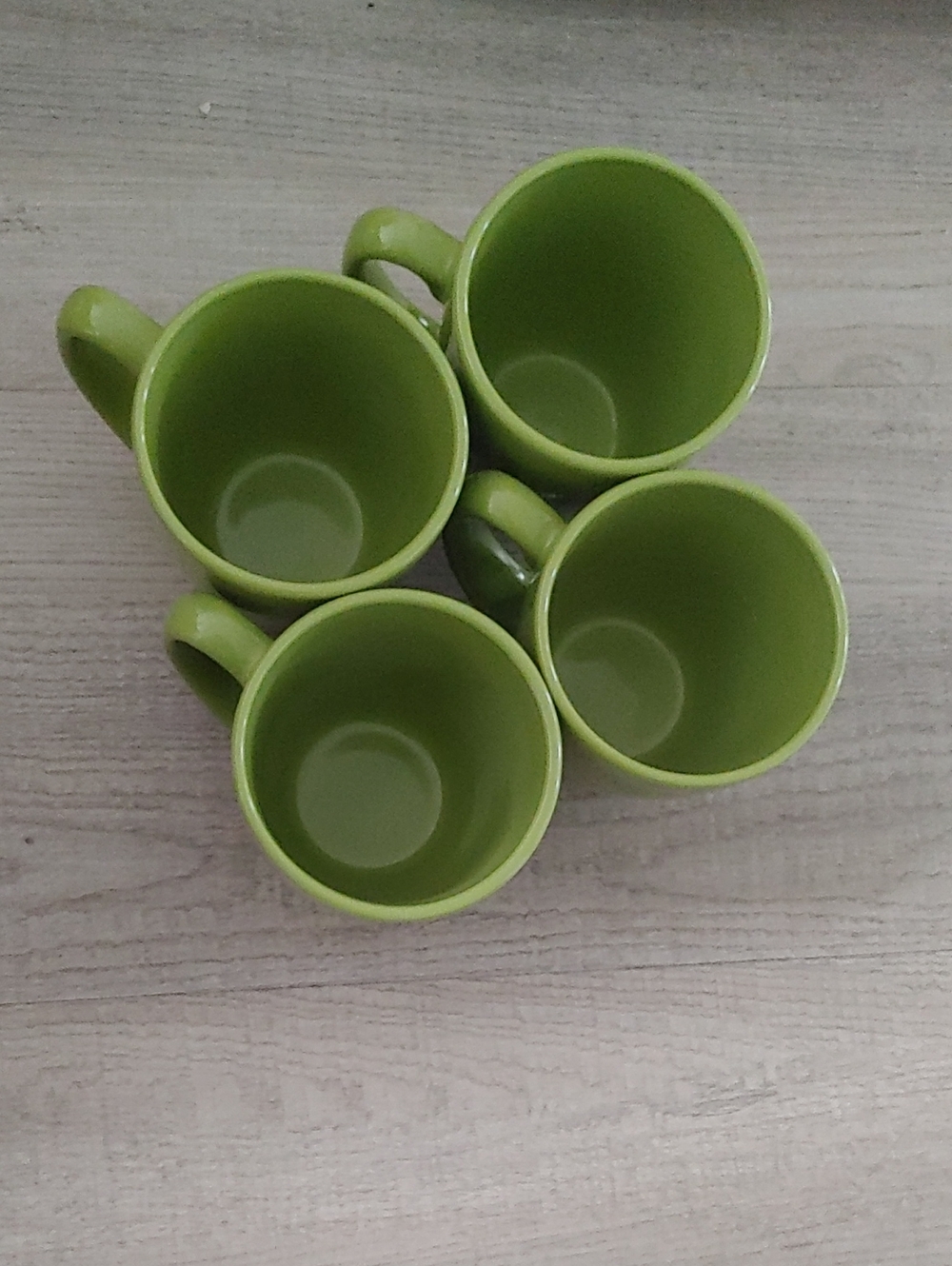 Set of 4 Vintage Corelle Lime Green Stoneware Mugs